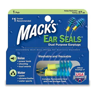 Mack's Unisex's Seals Ear Plugs (1 Pair) -Blue/Yellow • £7.95