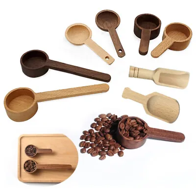 Wooden Coffee Spoon Kitchen Measuring Tea Coffee Beans Scoop Teaspoons Cutlery • £2.50
