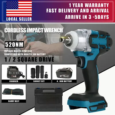 520nm 1/2  For Makita 18v Brushless Cordless Impact Wrench With Battery+ Charger • $83.50