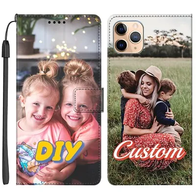 Custom Flip Wallet PU Leather Phone Case Cover Personalise Photos Picture Text • £22.66