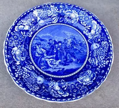 Rowland And Marsellus Flow Blue Staffordshire Battle Of Bunker Hill 10  Plate • $35