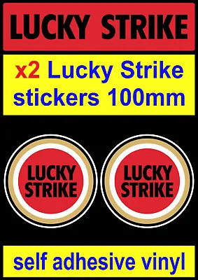 2 Lucky Strike Sponsor Stickers Rally Race Motorcycle Decals Honda Moto Gp Bike • $2.49