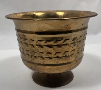 Vintage Brass 4.5  Etched Decorative Cup Vessel • $12.97