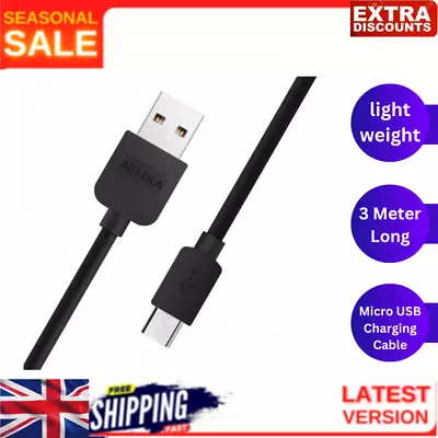 3 Meter Long Micro USB Power Cable Lead For Amazon Fire TV Stick& Samsung Galaxy • £3.69