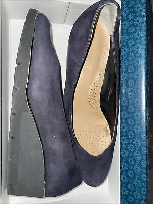 Van Dal Ariah Suede Wedge Shoes Navy Blue 5 D • £14.20