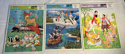 Vtg Lot Of 3 Golden Frame Tray Puzzles Walt Disney. Bambi Peter Pan Snow White • $19.99
