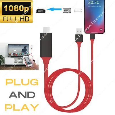 For IPhone 11 X 8 7 IPad 1080P HDMI Mirroring Cable Phone To TV HDTV AV Adapter • $13.60