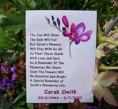 £1.49 • Buy Funeral Wildflower Seed Packets Flowers Remembrance Favour Personalised