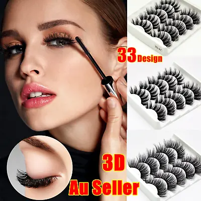 $3.95 • Buy 5 Pairs 3D Natural Thick False Fake Eyelashes Eye Lashes Mink Makeup Extension