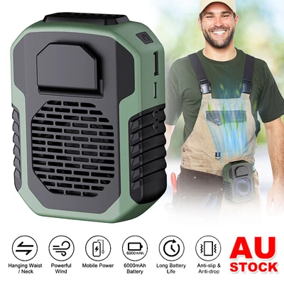 $21.89 • Buy 6000mAh Waist Clip Fan Mini Neck Fan Hanging Cooling Body Fan USB Power Bank Fan