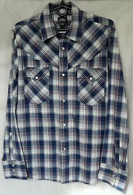 MEN'S G-STAR RAW LONG SLEEVE CHECK SHIRT IN BLUE Sz L LARGE  • £17.99