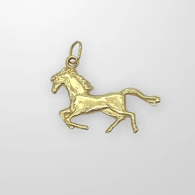 9ct Yellow Gold Horse Pendant 9k Used UK New Box Galloping Horse • £119.95
