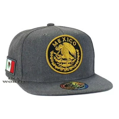 MEXICAN Hat MEXICO Federal Logo Eagle Snapback Baseball Cap- Dark Gray/Gold Logo • $14.85