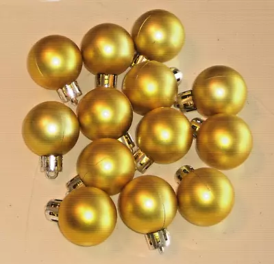 Gold Mini Christmas Ornaments Satin Non Shatter Balls 1  For Miniature Trees 12 • $9.95