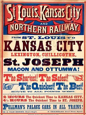 St. Louis Kansas City And Northern Railway 9  X 12  Metal Sign • $14.99