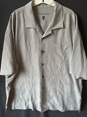 TOMMY BAHAMA Silk Shirt Men's Size XXL Short Sleeve Wooden Button Up Tan Camp • $18