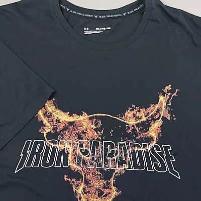 Under Armour Project Rock Short Sleeve Tee Fire Graphic Shirt Black Men's XXL • $0.99