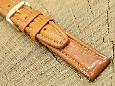 Bulova Brown Leather W Gold Tone Buckle 18mm Vintage NOS Unused Watch Band • $69