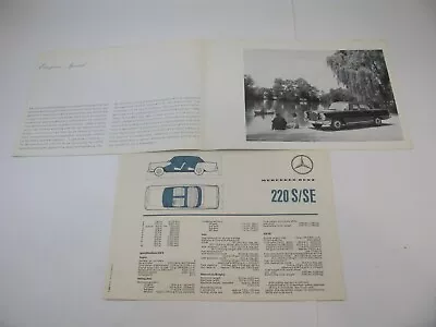 Mercedes Benz 220 S/SE Dealer Sales Brochure & Spec Sheet 220S 220SE Catalog • $8.48