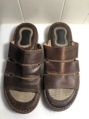 BORN Brown Leather Slide Sandals Men SIZE 12M • $13.50