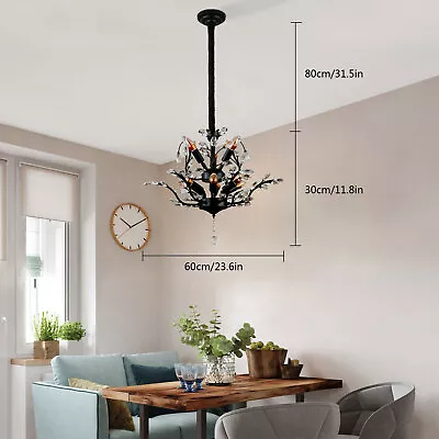 9-Light Vintage Crystal Chandelier Branches Pendant Lamp Bedroom Ceiling Fixture • $55.10