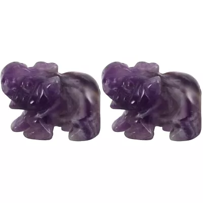  2 Pieces Elephant Ornaments Aventurine Jade Sculpture Healing Figure • £14.68