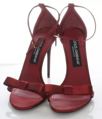 36-43 $ 895 Sz 39 M Women Dolce & Gabbana 105MM Satin Bow Sandals In Red • $99.99