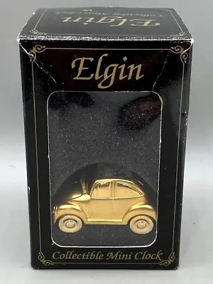 Vintage Elgin Collectible Mini Clock Volkswagen Beetle Car Gold Tone New In Box • $15