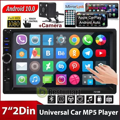 7  Bluetooth Car Stereo Radio GPS Navigation IOS CarPlay Android 10 Auto &Camera • $68.67