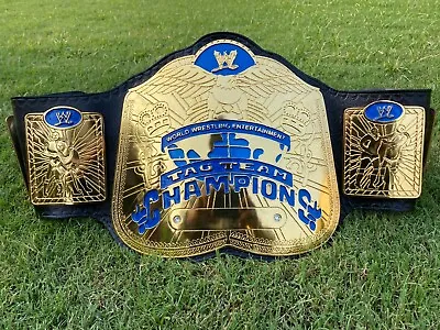 World Wrestling Tag Team Championship Pure Leather Belts 4 Mm Brass • $180.99