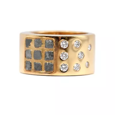 Cartier Vintage 1990s Rough Diamond 18k Yellow Gold Wide Band Ring US 5.5 EU 50 • $4685.21