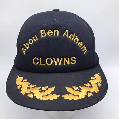 Shriners Abou Ben Adhem Clowns Black Cap Trucker Hat Gold Leaf Snapback Vtg USA • $24.99