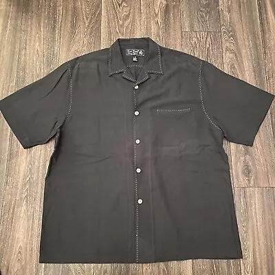 Nat Nast 100% Silk Bowling Camp Shirt Men’s Size XL Short Sleeve Black • $36.98