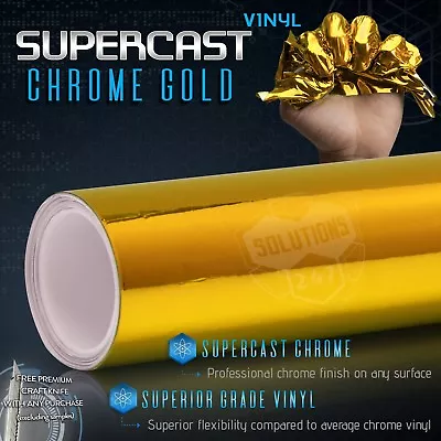 Supercast Flex Stretch Mirror Chrome Vinyl Wrap Sticker Roll Air Release - Gold • $2.85