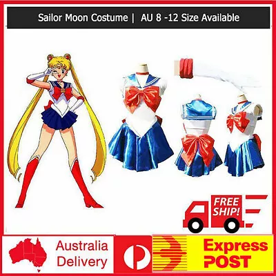 Sailor Moon Costume Cosplay Uniform Fancy Dress Up Sailormoon Outfit & Gloves • $28.02