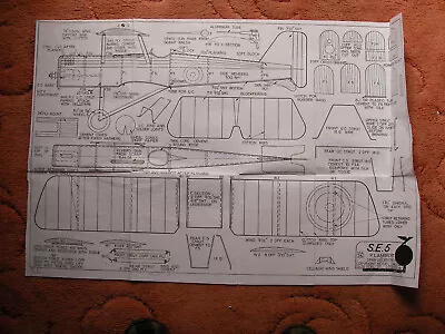Model Aircraft Magazine Plans Of SE5A A Vintage Scale WW1 Biplane Model 24  Span • £6