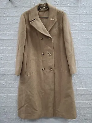 $299.99 • Buy Vintage 100% Camel Hair Long Coat Double Breasted Trench Coat In Tan
