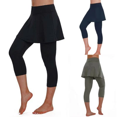 £13.99 • Buy Womens Summer Skirt Leggings Tennis Pants Sports Fitness Yoga Cropped Pants