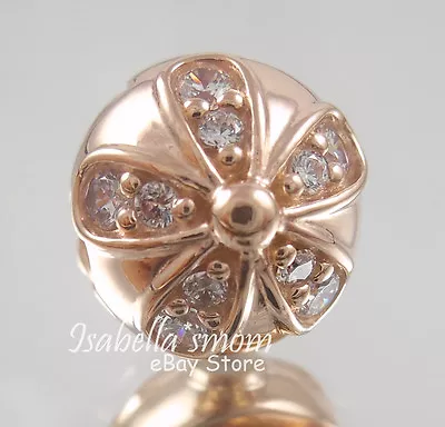 DAZZLING DAISIES Genuine PANDORA Rose GOLD Plated/Cz FLOWER CLIP Charm/Bead NEW • £128.84