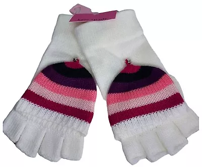 Kate Spade Cream Multi Stripe Pop Top Gloves Mittens • $36