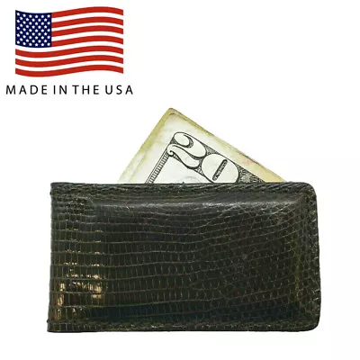 Brown Genuine Lizard  Magnetic Money Clip MADE IN USA I • $10.95