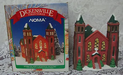 Noma Dickensville CATHEDRAL Christmas Lighted Village Porcelain Vintage 1992 BOX • £24.13