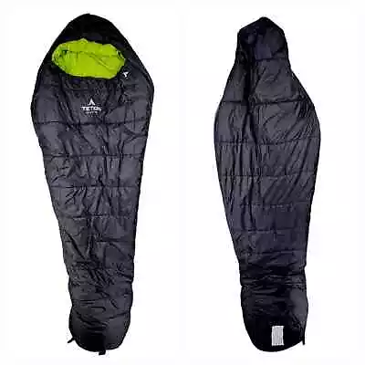 Teton Sports LEEF 0 Mummy Sleeping Bag LONG Ultralight Black Neon Green Camp 87  • $50