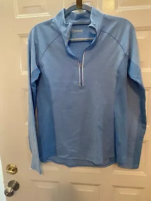 REEBOK Misses Size L ~ Long Sleeve 1/4 Zip Up Mock Neck Pullover Heather Blue • $5