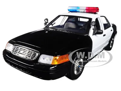 2001 Ford Crown Victoria Police Lights & Sound Black & White 1/18 Motormax 73991 • $57.99