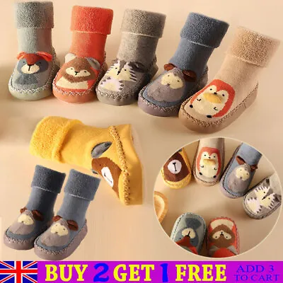 £5.66 • Buy Kids Baby Boys Toddler Anti-slip Slippers Socks Girls Cotton Boot  Home Shoes Uk