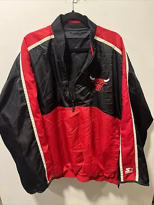 Vintage Chicago Bulls Starter Reversible 1/2 Zip Pullover Jacket 4XL NBA Jordan • $50