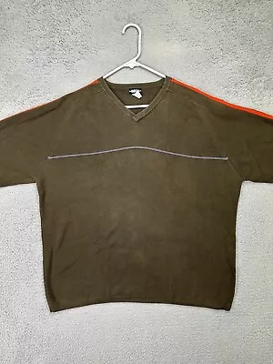 BKE Sweater Mens Large Olive Green Orange V-Neck Sweatshirt Pullover Long Sleeve • $8.55