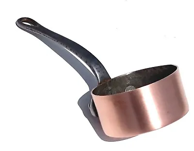 Vintage French 9.6inch Copper Saucepan With Pouring Lip Tin Lining 2mm 1.1lbs • $180.44