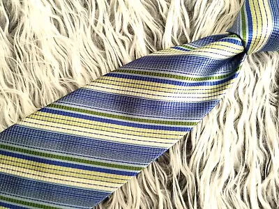 Modaitalia Store Blue Green Striped 100% Silk Made In Italy Necktie • $9.09